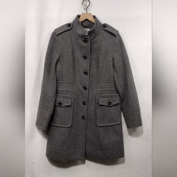 Worthington Jackets & Blazers - Worthington Wool Blend Classic Trench Coat Womens M Gray Preppy Dark Academia